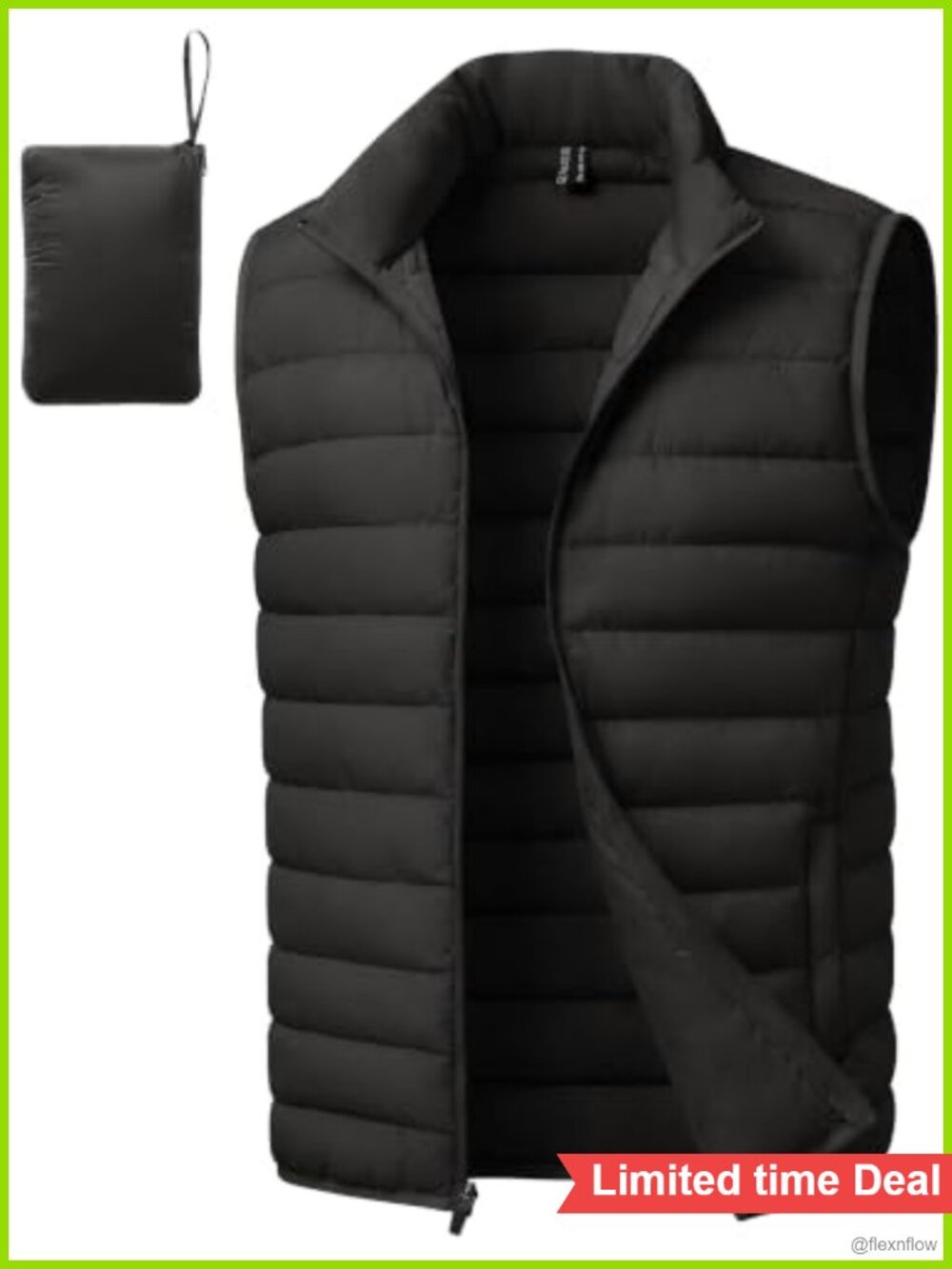 Men's Lightweight Packable Puffer Vest Nylon Water Resistant Windproof